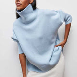 Olive | Rollkragenpullover gestrickt mit weichem Stoff – Blau