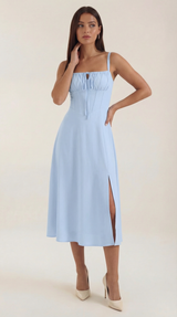 Elvira | Midikleid mit Schnürung – Hellblau