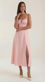 Elvira | Midikleid mit Schnürung – Rosa