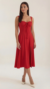 Elvira | Midikleid mit Schnürung – Rot
