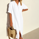 Rosalba | Damen Hemdkleid mit Knöpfen – Weiß