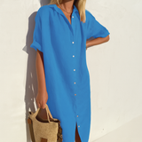 Rosalba | Damen Hemdkleid mit Knöpfen – Blau