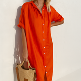 Rosalba | Damen Hemdkleid mit Knöpfen – Rot