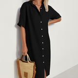 Rosalba | Damen Hemdkleid mit Knöpfen – Schwarz