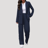 Rosalie | Damen Zweireihiger Taillierter Hosenanzug – Marineblau