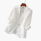 Rosalind | Damen Rosa 3/4 Arm Blazer – Weiß