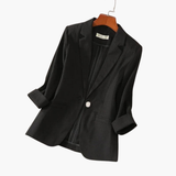 Rosalind | Damen Rosa 3/4 Arm Blazer – Schwarz
