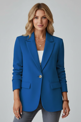 Rosemarie | Damen Taillierter Einreihiger Blazer – Blau