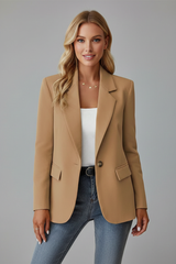 Rosemarie | Damen Taillierter Einreihiger Blazer – Braun