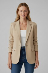 Rosemarie | Damen Taillierter Einreihiger Blazer – Beige
