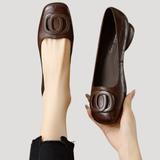 Rosina | Damen Ballerinas Quadratische Spitze Slip-On – Braun