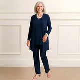 Mia | Lagenlook Cardigan Zweiteiliges Set – Blau