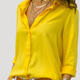 Roxana | Damen Langarm Hemdbluse mit Klassischem Kragen – Gelb