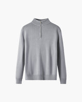 Weston | Half Zip Stehkragen Herrenpullover aus Merinowolle – Grau