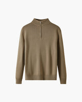 Weston | Half Zip Stehkragen Herrenpullover aus Merinowolle – Braun