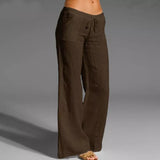 Eluna – Hochwertige Leinenhose mit weitem Bein – Braun