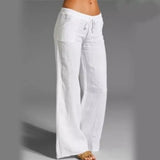 Eluna – Hochwertige Leinenhose mit weitem Bein – Weiß