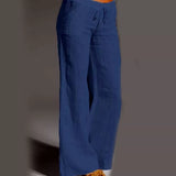 Eluna – Hochwertige Leinenhose mit weitem Bein – Marineblau