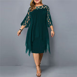 Lacelora™ – Damen Midi-Kleid mit Eleganter Spitze – Grün