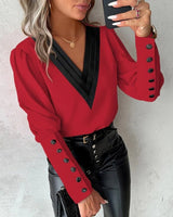 Agnoa - Bluse mit geknöpften Gigoärmeln – Rot