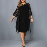 Lacelora™ – Damen Midi-Kleid mit Eleganter Spitze – Schwarz