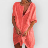 Vera | Kurzes Baumwollkleid – Wassermelone rot
