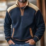 Marco | Fleece Pullover mit Reißverschluss – Blau