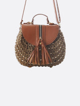 Lina | Kleine Schultertasche aus Strohseil mit verstellbarem Riemen & Quasten-Detail – Crossbody Sommertasche – Khaki