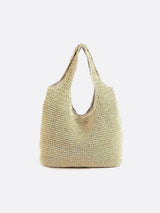 Siena – Strohtasche mit Reißverschluss & Schulterhenkel – Beige
