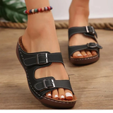 Paisley | Geformtes Fußbett Orthopädisch Sandalen – Schwarz