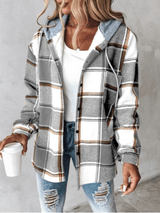 Elisa – lässiges flanellshirt mit kapuze – Grau