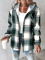 Elisa – lässiges flanellshirt mit kapuze – Grün
