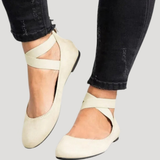 Saskia | Damen Riemchen Ballerinas – Weiß