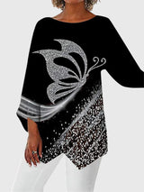 Saskia | Damen Schmetterling Print Tunika mit Glitzer – Stil 1