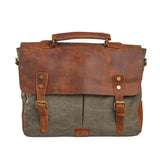 Milwaukee™ Laptop-Umhängetasche - Vintage Canvas mit Wasserabweisendem Rindleder, 10L Volumen – Armeegrün
