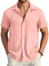 Ethan | Leichtes Kurzarm-Sommer-Faltenhemd – Rosa