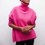 Amelia | Eleganter Strick-Dolcevita-Pullover – Rosenholz-Rosa