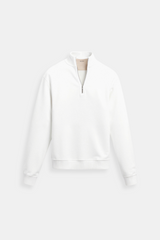 Minimalistischer Sweatshirt mit Reißverschlusskragen – Weiß