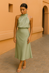 Selina  | Elegantes Kleid – Grün (Begrenzt verfügbar)