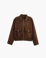 Naila | Suede Pilotjacke – Braun