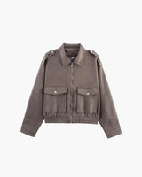 Naila | Suede Pilotjacke – Grau