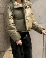 Elva | Damen Steppjacke Kurz Loose Fit Mit Stehkragen – Grün