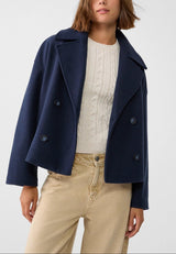 Livia - Taillierter Kurzmantel – Marineblau