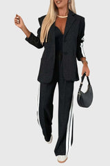 Kendall - Gestreiftes Set – Schwarz