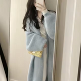 Yassi – Lange Strickjacke aus Kaschmir – Hellblau