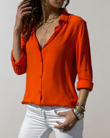 Marzia | Damen Lässig Hemd | Langarm – Orange