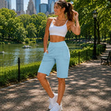 Antonella™ Premium-Flexstrick-Shorts mit Hohem Bund – Hellblau