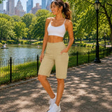 Antonella™ Premium-Flexstrick-Shorts mit Hohem Bund – Khaki