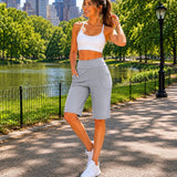 Antonella™ Premium-Flexstrick-Shorts mit Hohem Bund – Hellgrau
