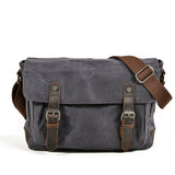 Durango™ Schultertasche Aus Gewachstem Baumwoll-Canvas & Leder – Vintage & Wasserabweisend, 9.5L – Grau